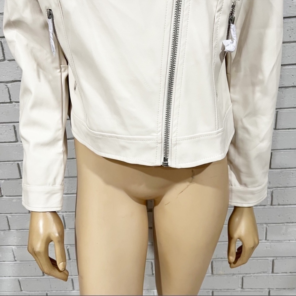 Barney’s Originals Faux Leather Just Married Ecru Jacket - Picture 4 of 7
